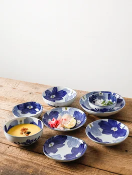  1 предмет, Японская тарелка для Посуды, Керамическая чаша, Подглазурная, с цветочным рисунком, Изысканная Бытовая техника, Сделано в Японии