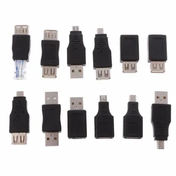  12 шт./компл. OTG USB 2.0 A Для мужчин и Женщин Micro USB Micro-B Mini-B Чейнджер Конвертер данных Адаптер Высокого Качества C26