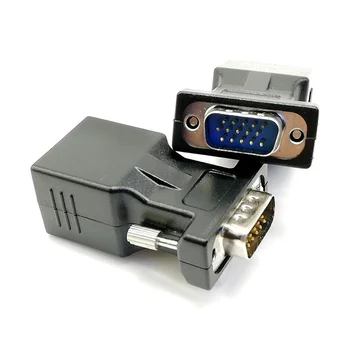  15pin Разъем VGA для RJ-45 с разъемом VGA RGB HDB Удлинитель для локальной сети CAT5 CAT6 RJ45 Сетевой кабель Ethernet Адаптер