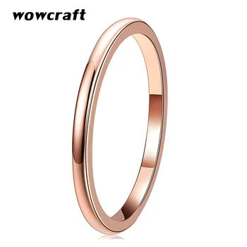  2 мм Женское Розовое Золотое кольцо из карбида вольфрама, полированное Классическим Обручальным кольцом для помолвки, удобная посадка
