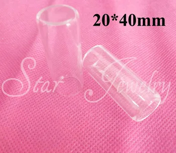  200 шт./лот 20 * 40 мм плоская задняя часть в форме колокола, прозрачная стеклянная бутылка, шарм, желающий флакон для DIY ожерелья