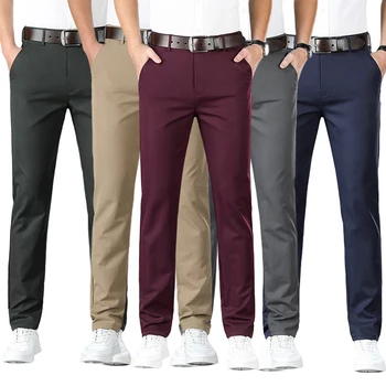  2022 Мужские Весенне-летние Модные Деловые Повседневные Длинные брюки, Костюмные брюки, Мужские эластичные прямые официальные брюки большого размера 30-40