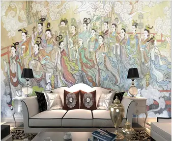  3d обои фотообои на заказ Китайская живопись древних придворных дам для украшения гостиной Обои для стен в рулонах