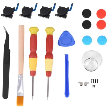  (4 упаковки) Комплект для ремонта 3D аналогового джойстика для Nintendo Switch Joy Con с металлическими пряжками/ Отверткой / Ручками для большого пальца