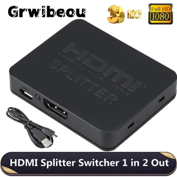  4k HDMI 1X2 Разветвитель Переключатель Full HD 1080p Видео HDMI Сплит 1 в 2 Выхода Усилитель Двойной Дисплей Для HDTV DVD Для PS3 Xbox