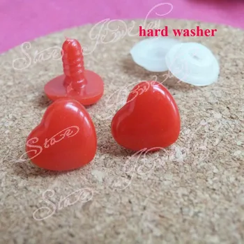  60 шт.-15 *13 мм красного цвета в форме сердца пластиковые игрушечные носы с шайбой для аксессуаров для кукол 