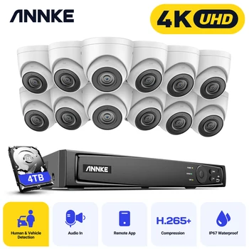  ANNKE 16CH 4K Ultra HD POE Сетевая Система видеонаблюдения 8MP H.265 NVR С 12X8MP 30m EXIR IP-камерой Ночного Видения, Защищенной От Непогоды