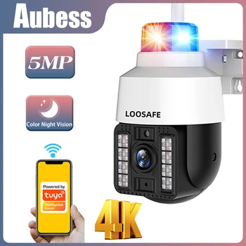  AUBESS 4K 5MP PTZ WiFi IP Беспроводная Камера Tuya Smart Outdoor Home Security 4-Кратный Цифровой Зум Купольная Камера Видеонаблюдения