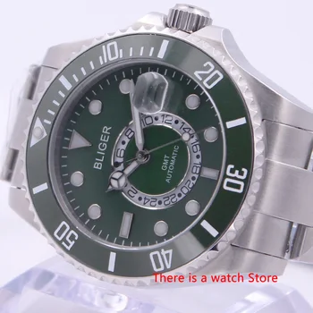  Bliger 43 мм Автоматические мужские часы Люксового бренда с керамическим безелем, Дата GMT, Светящиеся Водонепроницаемые сапфировые механические наручные часы для мужчин