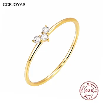  CCFJOYAS, кольца с сердечками из стерлингового серебра 925 пробы, женские простые тонкие кольца с белым цирконием, модные ювелирные изделия Оптом
