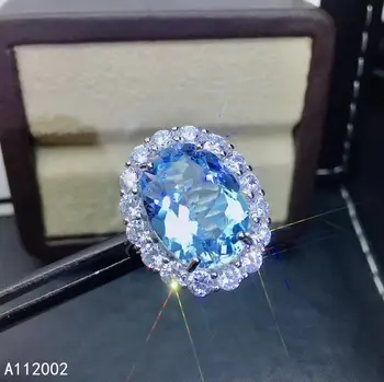  KJJEAXCMY изысканные ювелирные изделия натуральный голубой топаз из стерлингового серебра 925 пробы, новое женское регулируемое кольцо с драгоценным камнем, тест на поддержку, прекрасный