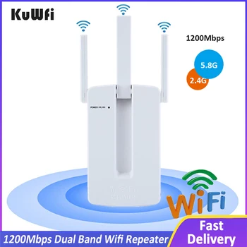  KuWFi Wi-Fi Ретранслятор 1200 Мбит/с, Двухдиапазонный Wi-Fi Усилитель 802.11AC, Усилитель сигнала Wi-Fi Дальнего Действия, 2,4 G, Беспроводной Расширитель, Точка доступа, Маршрутизатор