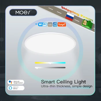  MOES Умный WIFI Потолочный Светильник ультратонкий Энергосберегающий RGB С Регулируемой Яркостью Светодиодная Лампа TUYA приложение Дистанционное Управление Голосом Google Alexa