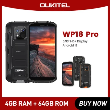  OUKITEL WP18 Pro Прочный телефон 12500 мАч Android 12 4 ГБ + 64 ГБ Мобильный телефон 5,93 