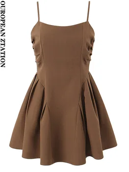  PAILETE, Женское модное драпированное облегающее мини-платье 2023, винтажное платье на молнии с открытой спиной, тонкие бретельки, женские платья mujer