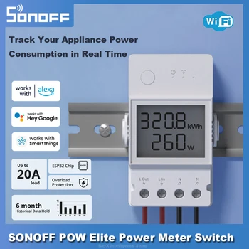  SONOFF POW Elite 16A/20A Измеритель Мощности Smart Switch Защита От Перегрузки Реальный Таймер Умный Дом Работа с eWeLink Alexa Google Home