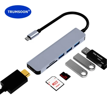  Trumsoon USB C Концентратор для 4K HDTV USB 3,0 2,0 Type C SD TF Кардридер Док-станция для Macbook iPhone 15 Samsung S20 Dex PS5 TV iPad Переключатель