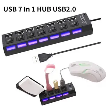 USB 2,0 Концентратор USB Hub 2,0 Мульти USB Разветвитель Концентратор Адаптер Питания 4/7 Портов Множественный Расширитель USB 3,0 Концентратор Переключатель 30 см Кабельные Адаптеры