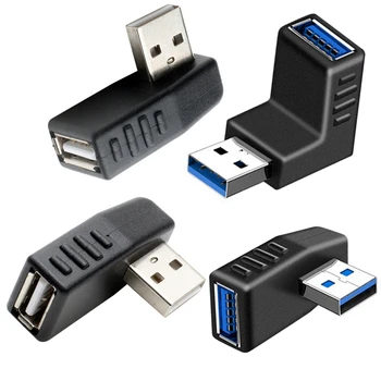  USB-адаптер 2.0 USB 3.0, удлинительный кабель с разъемом для передачи данных под углом 90 градусов для ноутбуков