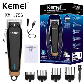  Usb-Триммер Для зарядки Волос Tondeuse Kemei Km-1756 Высокомощный светодиодный индикатор Для стрижки волос Для Мужчин Электрический