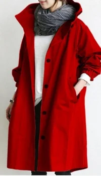  VOLALO 2023 Новое однотонное пальто, женский тренч, Женские Модные Длинные пальто и куртки, Женская куртка с капюшоном, черный тренч, пальто