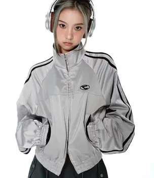  YICIYA, куртка-бомбер, женские университетские куртки, гоночная американская Молния, y2k, Мотоциклетная винтажная бейсбольная куртка для девочек, пальто с длинным рукавом