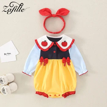  ZAFILLE/ Комбинезон для маленьких девочек, Белоснежка, костюм для косплея, боди с кукольным воротником Для новорожденных, Летний комбинезон для детской одежды