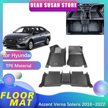  Автомобильный Коврик для Hyundai Accent Verna Solaris HC Седан 2018 ~ 2022 Ножные Детали TPE Liner Carpet Pad Пользовательское Покрытие Аксессуары для Ковров