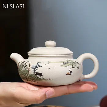  Аутентичный Исинский Чайник ручной работы Антикварной Формы Из Фиолетовой Глины, Чайник для Красоты из необработанной Руды, Подарки для Китайской Чайной Церемонии, 200 мл