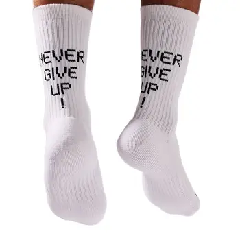  Белые спортивные носки с надписью Never Give Up, мужские оранжевые носки