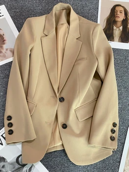 Блейзеры Женская мода Дизайнерское бюро Приталенный однобортный женский жакет с длинным рукавом, женское пальто, Новая женская одежда