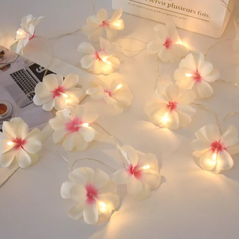  Гавайская Гирлянда из цветов плюмерии, светодиодные гирлянды, Искусственный цветок пиона, Виноградная лоза, сказочные огни для свадебной вечеринки, украшение дома