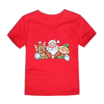  Детские футболки с Рождеством Христовым с милым принтом Оленя, Санта-Клауса и Гнома, Одежда для маленьких мальчиков и девочек, милые детские футболки с героями мультфильмов