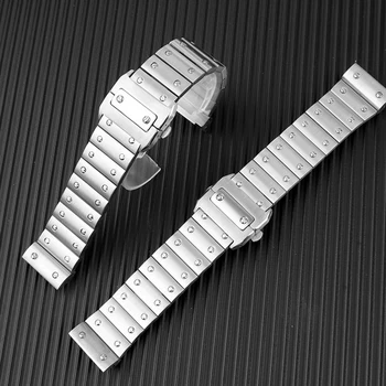  Для Cartier Santos 100 мужской ремешок на запястье браслет 23 мм из цельной нержавеющей стали ремешок для часов с пряжкой-бабочкой Аксессуары для часов