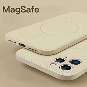  Жидкий Силиконовый магнитный чехол для iPhone 14 Pro Max 13 12 11 14 Plus X XS XR 7 8 12 Мини-магнитный чехол для беспроводной зарядки