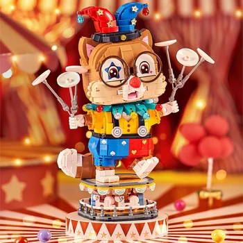  Кавайные фигурки Белки-клоуна, Микро Строительные блоки, милая 3D модель циркового представления, мини-кирпичные игрушки для детей, Рождественский подарок