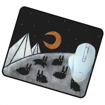  Квадратный Коврик для мыши 8,66x7,08x0,11 Дюймов, черные коврики для мыши Rabbit Moon, для стола, Удобный Компьютерный Коврик для мыши Для ноутбука, Нескользящий