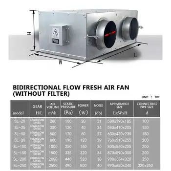  Коммерческая система подачи свежего воздуха с двунаправленным потоком, Бесшумный центробежный вентилятор, Бытовой вытяжной вентилятор
