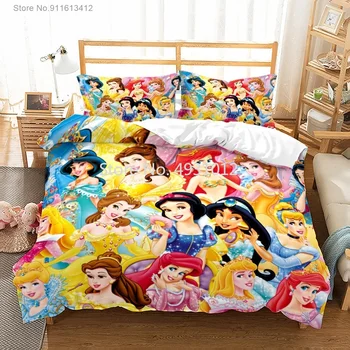  Комплекты постельного белья Disney Princess Belle, Пододеяльник с 3D принтом, Мультяшное одеяло с наволочкой для украшения спальни