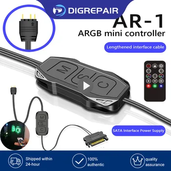  Контроллер-адаптер ARGB с удлиненным кабелем Широкая совместимость 5V 3 Pin с блоком питания SATA Кабель управления RGB Контроллер синхронизации