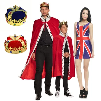  Маскарадный костюм Для Коронации королей, Халат для взрослых и Детей, Маскарадный костюм для Косплея, Красная накидка, Праздничная одежда на Хэллоуин