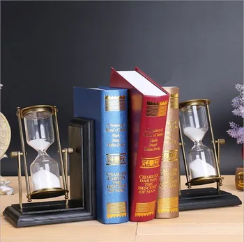  Металлические Антикварные Песочные Часы Дубовые Подставки Для Книг Вращающиеся Песочные Часы 15 Минут Песочные Часы Флип Песочные Часы Таймер Reloj de arena