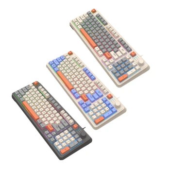  Механическая клавиатура K82 94Keys, трехцветные колпачки для клавиш, радужная светодиодная подсветка и светящиеся клавиши для геймеров, Прямая поставка