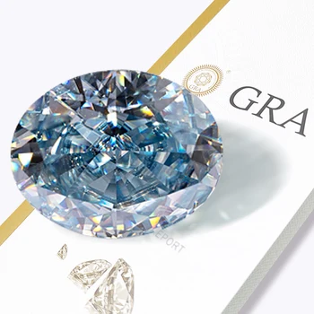  Муассанит Россыпью Драгоценных камней 7X9 мм, колотый лед, огранка овальной формы, ярко-синий бриллиантовый камень для ювелирных изделий, кольцо, бусины 