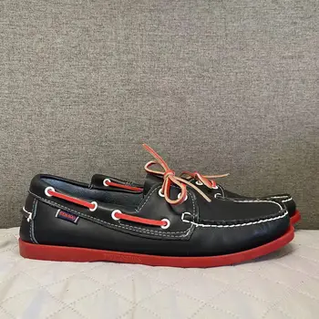  Мужская аутентичная обувь для доков Sebago - кожаные туфли-лодочки премиум-класса с острым носком на шнуровке AB037