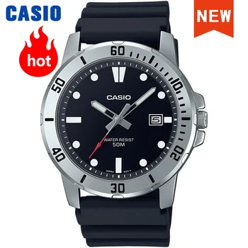  Мужские часы Casio с деловым модным ремешком из смолы атмосферной водонепроницаемости серии MTP-VD01
