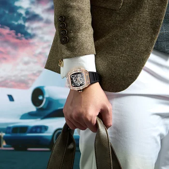  Мужские часы ONOLA, Модный Роскошный дизайн с бриллиантовой инкрустацией, кварцевые Водонепроницаемые наручные часы, мужские часы Relogio Masculino