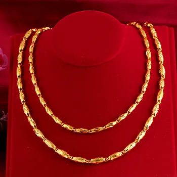  Мужские ювелирные изделия из желтого золота 24k, ожерелья из матового золота, мужские ожерелья, Прямая поставка, аксессуары для bts men kpop