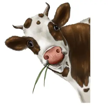  Наклейки на окна с изображением коровы, Реалистичные наклейки с принтом Выглядывающей Коровы, Реалистичная Наклейка на тему Забавных милых сельскохозяйственных животных, Наклейка на окна
