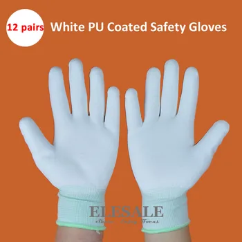  Новые 12 пар белых нейлоновых перчаток с полиуретановым покрытием, антистатические рабочие защитные перчатки для электронного ремонтника, размер S/M/L Оптом